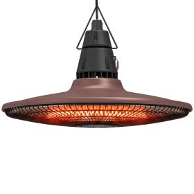 1500W Electric Patio Heater, IP65 Hanging Infrared Carbon Fiber Tube Outdoor Heater with Remote Control, Brown