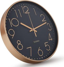 Silent Wall Clock 12 Inch Non-Ticking Wall Clocks Battery Operated for Living Room Decor Modern Wall Clock for Home/Bedroom/Office/Classroom/Scho