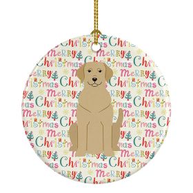 Merry Christmas Yellow Labrador Ceramic Ornament Christmas Tree Hanging Decorations for Home Christmas Holiday, Party, Gift, 3 in, Multicolor