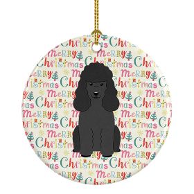 Merry Christmas Poodle Black Ceramic Ornament Christmas Tree Hanging Decorations for Home Christmas Holiday, Party, Gift, 3 in, Multicolor
