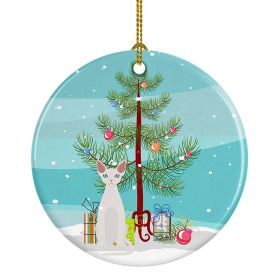 NEW Devon Rex Cat Christmas Ceramic Ornament Christmas Tree Hanging Decorations for Home Christmas Holiday, Party, Gift, 3 in, Multicolor