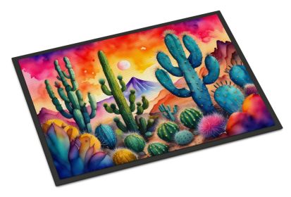 Cactus in Color Doormat Front Door Mat Indoor Outdoor Rugs for Entryway, Non Slip Washable Low Pile, 24H X 36W