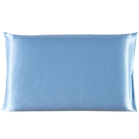 Pillowcase Satin Solid Color Simulation Silk Single Pillowcase Ice Silk Pillowcase (Option: Blue-20x26inches-1PC)
