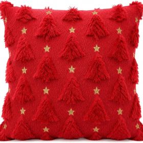 Christmas Decorations - Christmas Tree Red Pillow Covers 18x18 Inch (Option: Red)