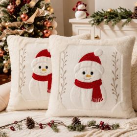 Christmas Pillow Covers 18x18 Inch 2Pcs Snowman Christmas Plush Room Decor (Option: White)