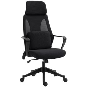 Office Chair High Back, Ergonomic Mesh Computer Chair Executive Task Chair with Massage Lumbar Support & Headrest Rocking (Option: Black)